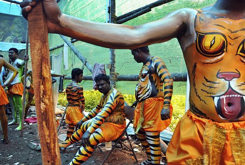 インド南部の祝祭「虎の舞」 インド南部の祝祭「虎の舞」