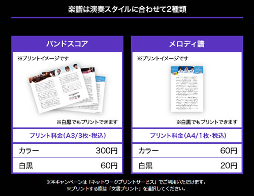 プリントアウトできる楽譜は2種類