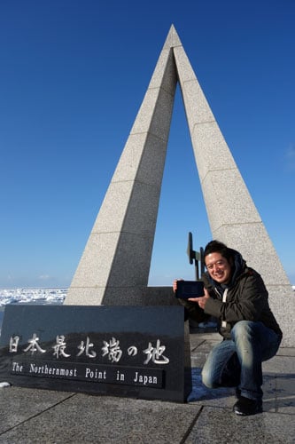 日本最北端で記念撮影