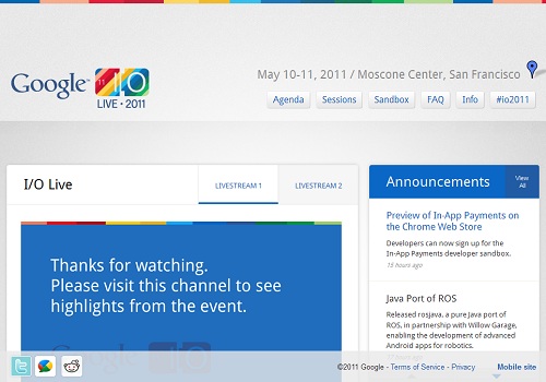 Google I/O 2011 ウェブサイトより