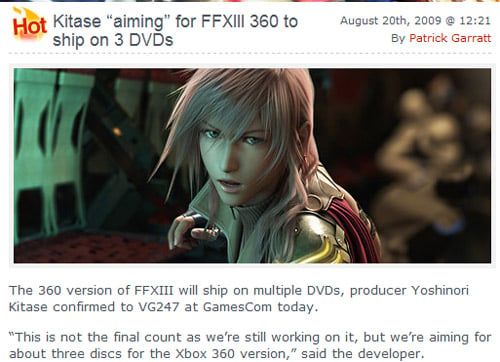 Xbox360版『FF13』はDVD3枚組みと発表！ 予想より少ない枚数 ...