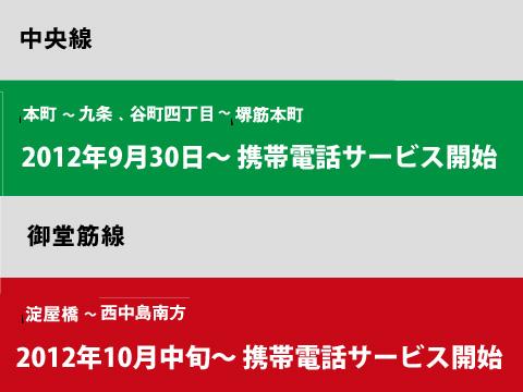 携帯電話会社4社 大阪市営地下鉄中央線 九条駅 本町駅 堺筋本町駅 谷町四丁目駅 を9月30日からエリア化 御堂筋線 西中島南方駅 淀屋橋駅 も10月 中旬から ガジェット通信 Getnews