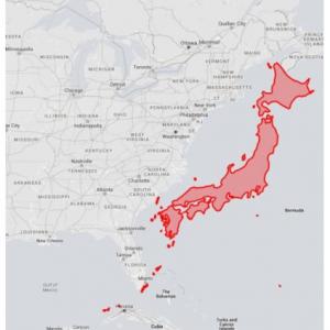 地図は見方や視点で印象がガラッと変わる 日本地図とアメリカ東海岸の地図を並べてみると ガジェット通信 Getnews